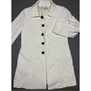 Tahari Cuff Sleeve Ivory Cream Long Blazer Jacket Trench Coat Size 4